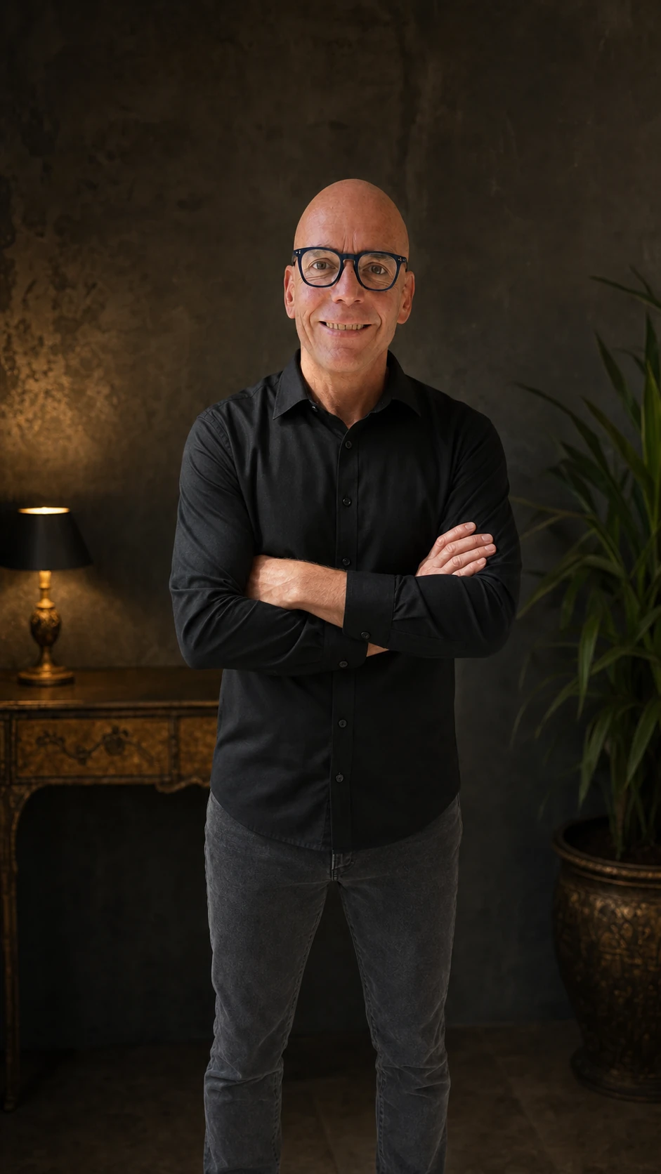 Ladi Miklas, owner of Deceased Estate Clearances Johannesburg, wearing a black shirt with his arms folded